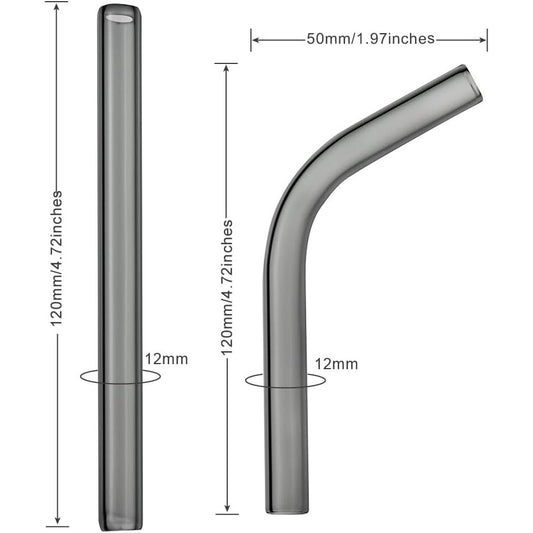 Set d’accessoires pour vaporisateur avec embouts buccaux en verre longs pour POTV LOBO et ONE - 1 coudé et 1 droit, semi-noirs (120 mm)