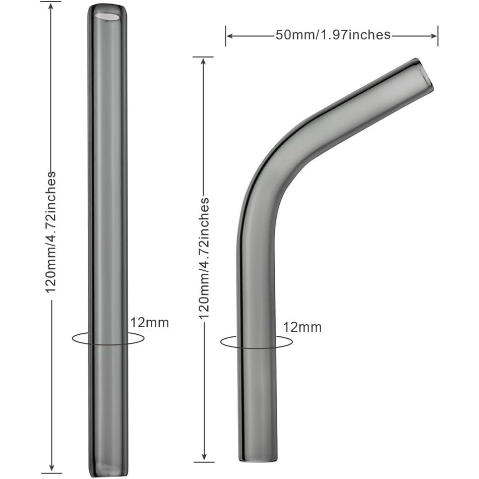 Set d’accessoires pour vaporisateur avec embouts buccaux en verre longs pour POTV LOBO et ONE - 1 coudé et 1 droit, semi-noirs (120 mm)